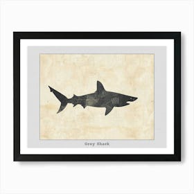 Grey Shark Silhouette 3 Poster Art Print