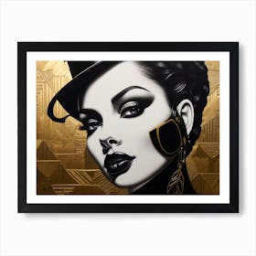 Noir Area Beauty In Gold and Dark Black Art Print