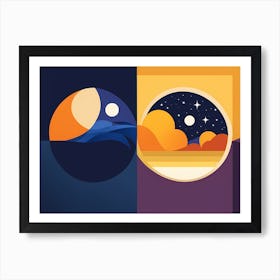 DAY AND NIGHT VECTOR ART 2 Art Print