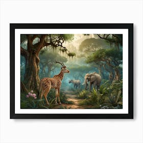 Giraffes In The Jungle Art Print