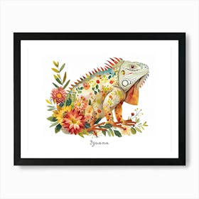 Little Floral Iguana 2 Poster Art Print