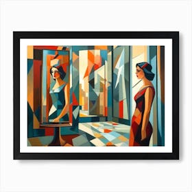 Woman In A Mirror 4 Art Print