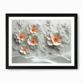 A Classic 3d Artwork Illustration of Beautiful Flowers on A White Art Print