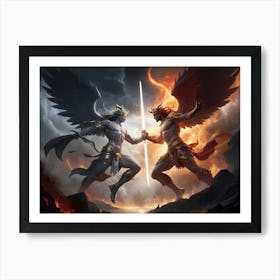 Default Masterpiece Best Quality Epic Battle Heaven Vs Hell Art Print