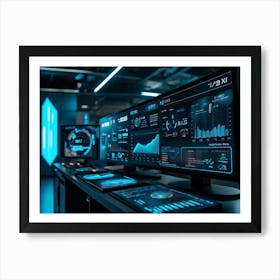 Futuristic Dashboard Interface Illustrates Ai Driven Business Management Set Against Sleek Dark Mod (5) Poster