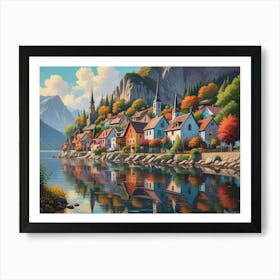 Village By The Lake 1 Art Print