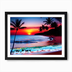 Sunset At The Beach 328 Art Print