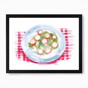 A Plate Of Radishes, Top View Food Illustration, Landscape 3 Art Print