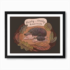 Hedgehogs Mother Child Sleep Hibernation Autumn Parenthood Art Print