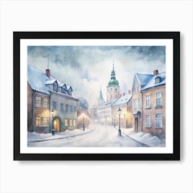 Winter Street In Lithuania Art Print