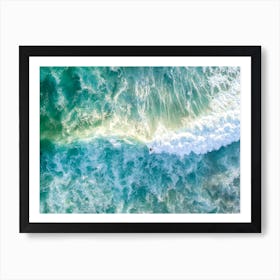 Surfer Catching A Wave From Above Art Print
