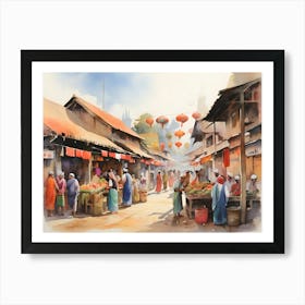 Asian Market Paintings Art Print 1 Art Print