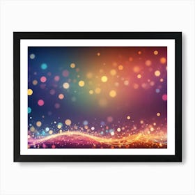 Abstract Image Of A Wave Of Glowing Lights, Sparkling And Shimmering Against A Dark Background Art Print