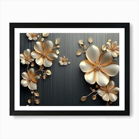 Gold Flowers 30 Art Print