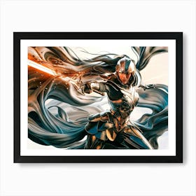 Asian Female Warrior with Armor and Sword Art Print