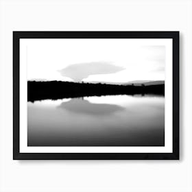 Lake Reflection Bw Art Print