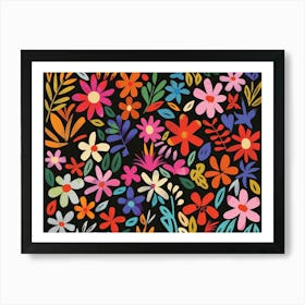 Flowers On A Black Background 2 Art Print