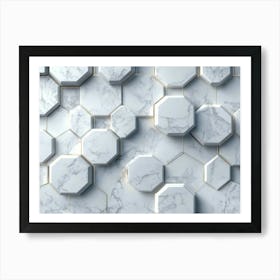 3d Hexagonal Marble Abstract Geometric Shapes Art Print