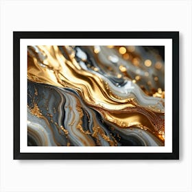 Abstract Marble Texture Swirls Of Gold And Silver Intertwining In A Lavish Dance Of Opulence Palet 2 1 Art Print