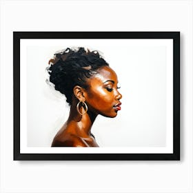 Side Profile Of Beautiful Woman Oil Painting 129 Art Print