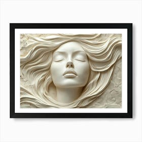 3d Relief of Serene Woman's Face Art Print