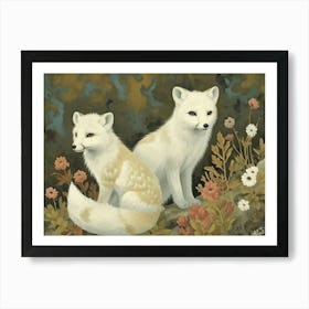 Floral Animal Illustration Arctic Fox 2 Art Print