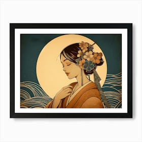 Japan Traditional Geisha Illustration By Ad 37 Art Print