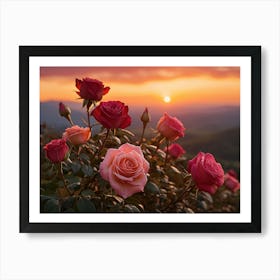 Sunset Roses 1 Art Print