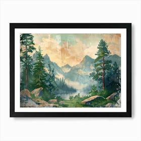 Vintage Retro Woods 5 Art Print