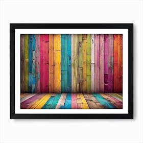 Colorful wood plank texture background 16 Art Print