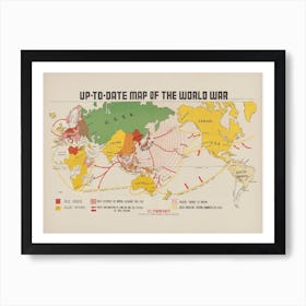 Up To Date Map Of The World War (1942) Art Print