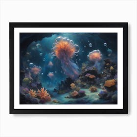 Jellyfish Under The Sea Art Print