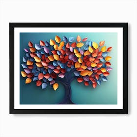 Elegant Colorful Tree With Vibrant Leaves Hanging Branches 22 Art Print