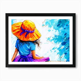 Girl With Hat Art Print