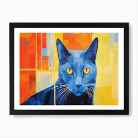 Diktorrr A Blue And Yellow Cat In A Orange Background In The St 0fa88d33 Fd1a 4965 9129 5ab3030e7d82 Topaz Enhance Art Print
