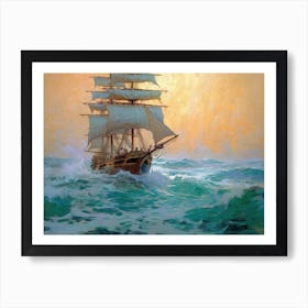 Sailing Ship In Rough Seas Art Print