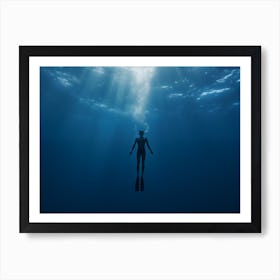 Scuba Diver In The Water Art Print