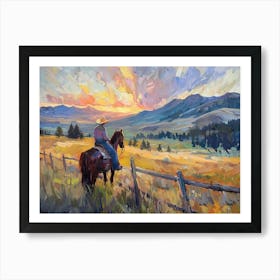 Western Sunset Landscapes Montana 1 Art Print