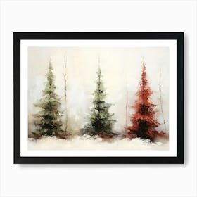 Three Christmas Trees 1 Art Print