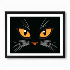 Black Cat With Orange Eyes Art Print