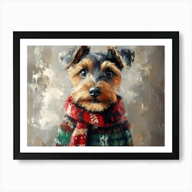 Airedale In Christmas Sweater 9 Art Print