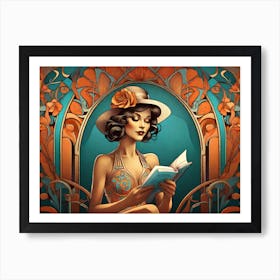 Deco Woman in a Hat Art Print