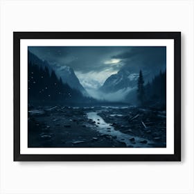 Dark Mountain Landscape Art Print