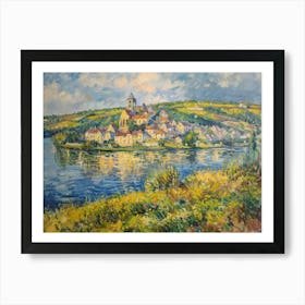 Rural Lakeside Paradise Painting Inspired By Paul Cezanne Art Print