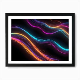 Abstract Image Of Flowing, Colorful Lines That Resemble Waves Or Energy Against A Dark Background 1 Art Print