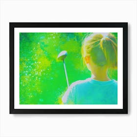 Little Girl Playing Golf Oil Painting Art Print