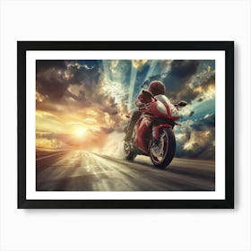 Motorcycle Rider On The Road 10 Art Print