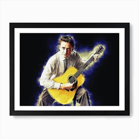 Spirit Of Johnny Cash And The Guitar Art Print