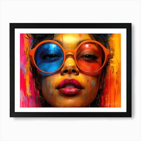 3D View - Girl Colorful Art Print