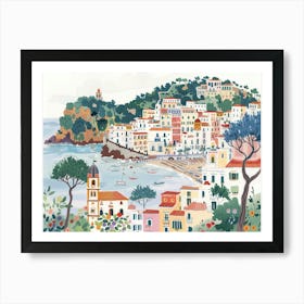 Amalfi Coast Landmarks Painting Landscape Art Print